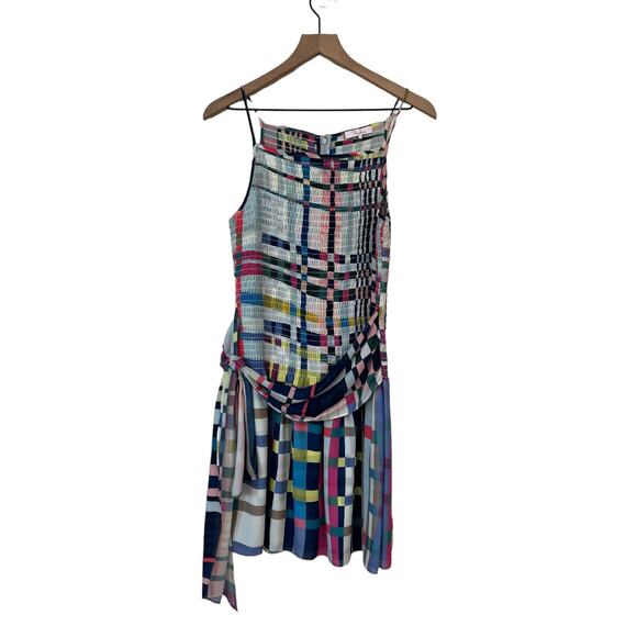 Parker Womens Sutton Check Print Smocked Mini Dress Multicolor Size Small - Picture 1 of 7